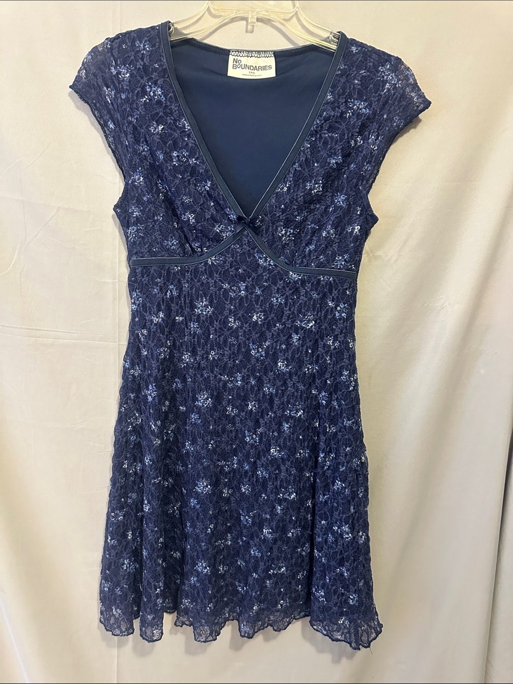 No Boundaries Navy Floral Lace Midi Dress